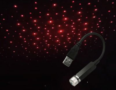 USB Stjärnprojektor - Stjärnhimmel i rött/lila
